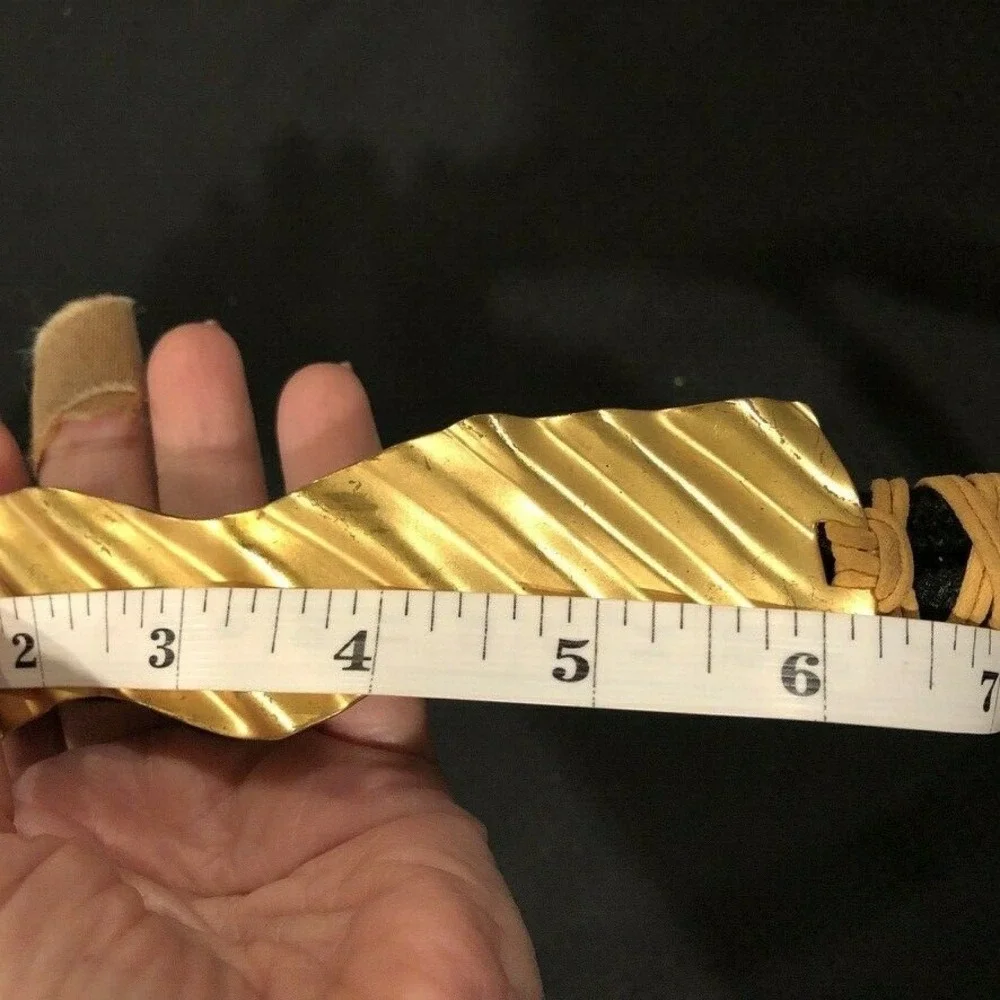 Vtg 80s Waist Belt Gold Metal Wavy Bar Center Rope Belt~31